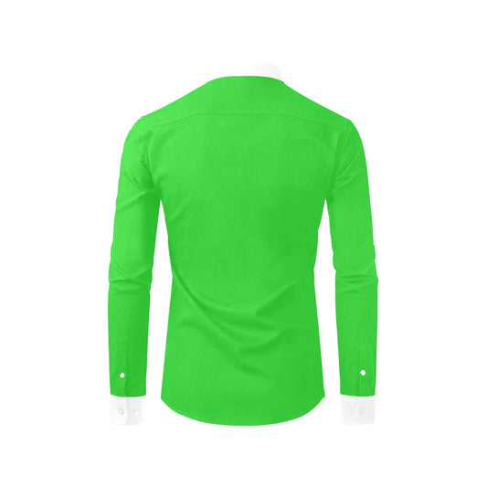 Stylish green dress shirt with white cuffs for office or party wear