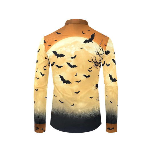 Stylish long-sleeve Halloween shirt with bat design for festive occasions