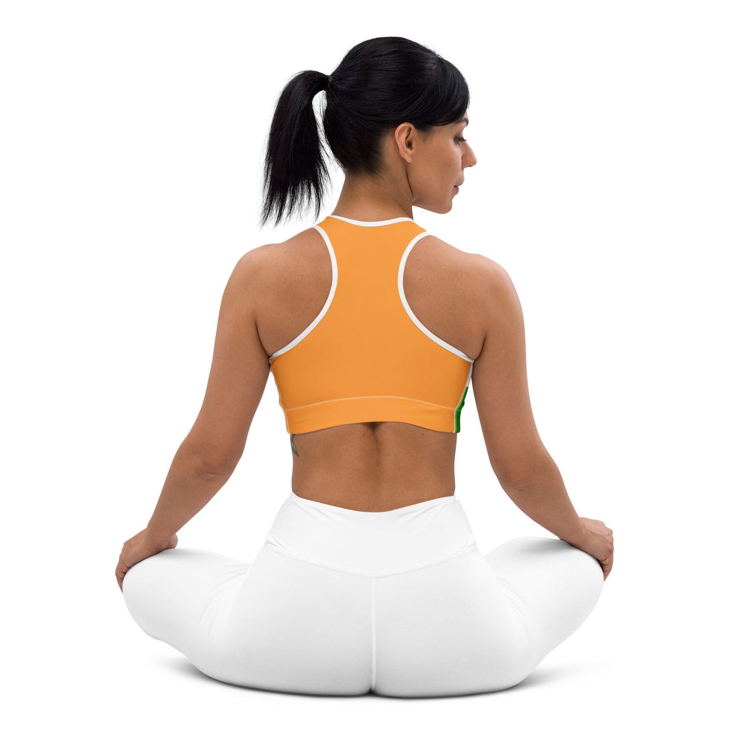 Back side supportive India tricolor sports bra for yoga sessions