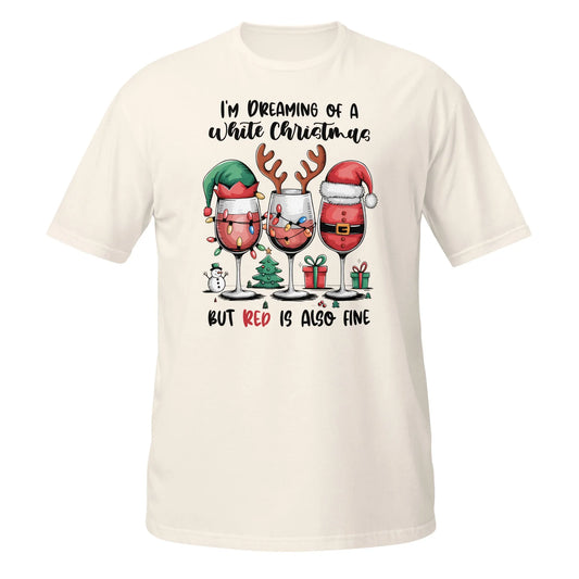 Unisex Christmas t-shirt with wine glasses and holiday design