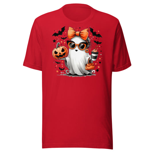 Unisex Halloween ghost t-shirt with festive accessories