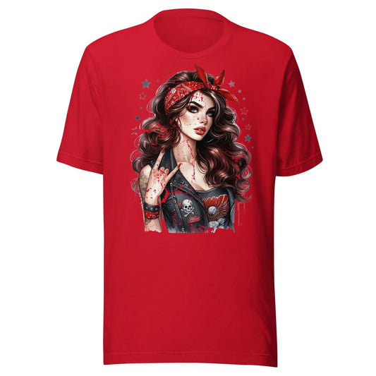 Vintage-inspired rock n roll t-shirt with pin-up girl