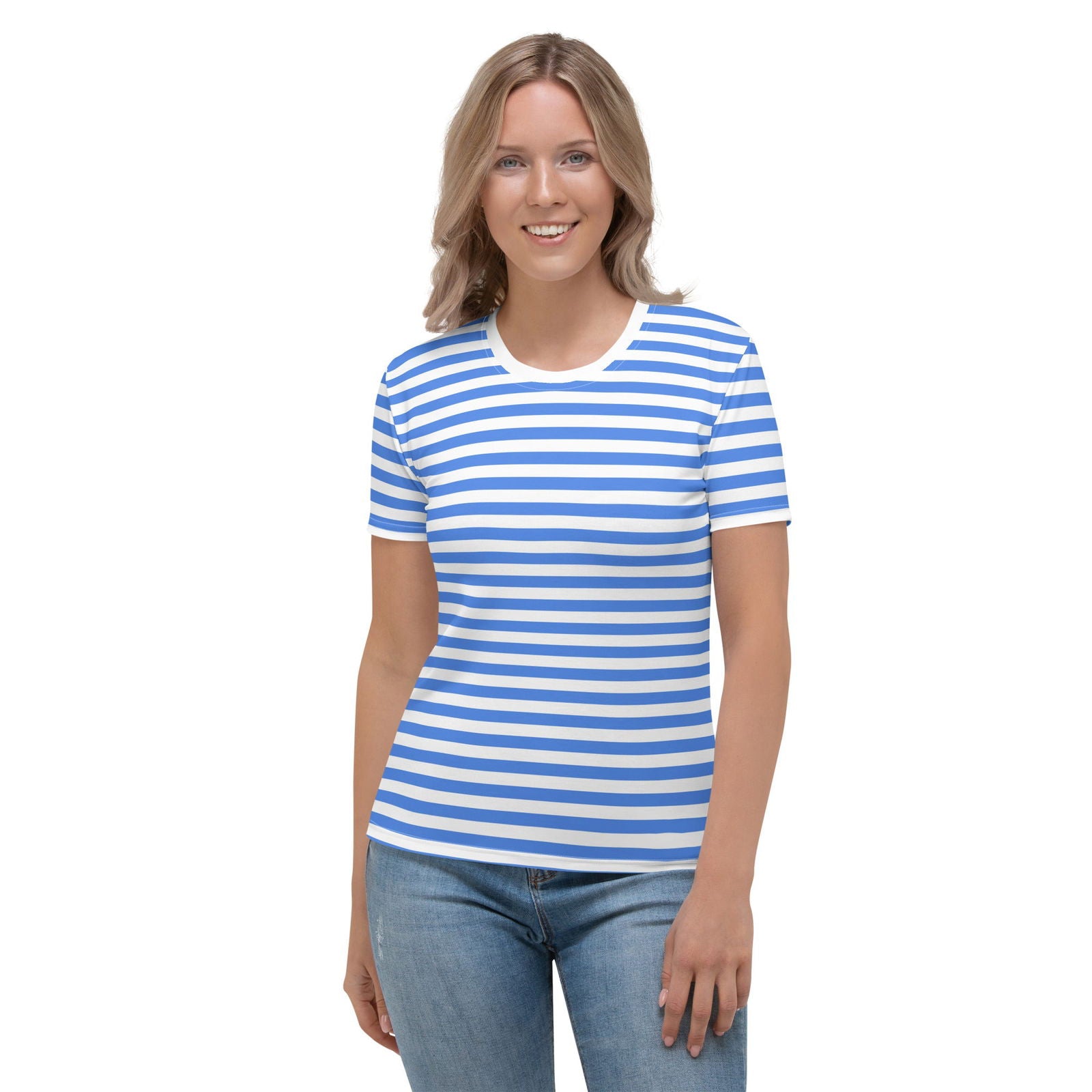 Camiseta Rayas Blanca Azul Mujer Elegante y cómodo Diseño YVD