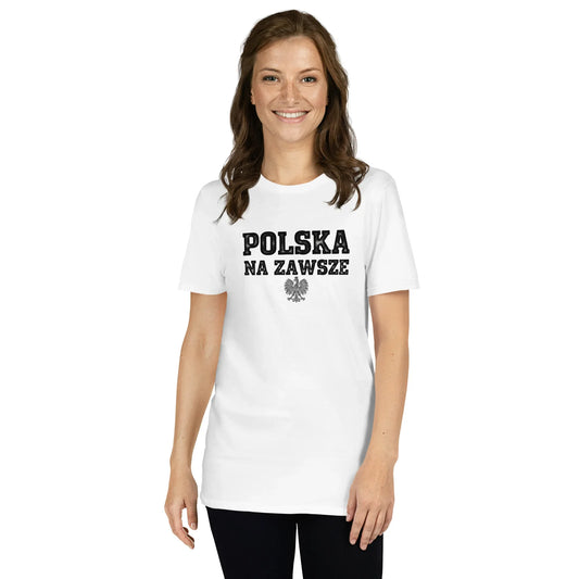 White Polska Na Zawsze T-shirt with black eagle