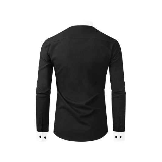 White collar black shirt for men with long sleeves
