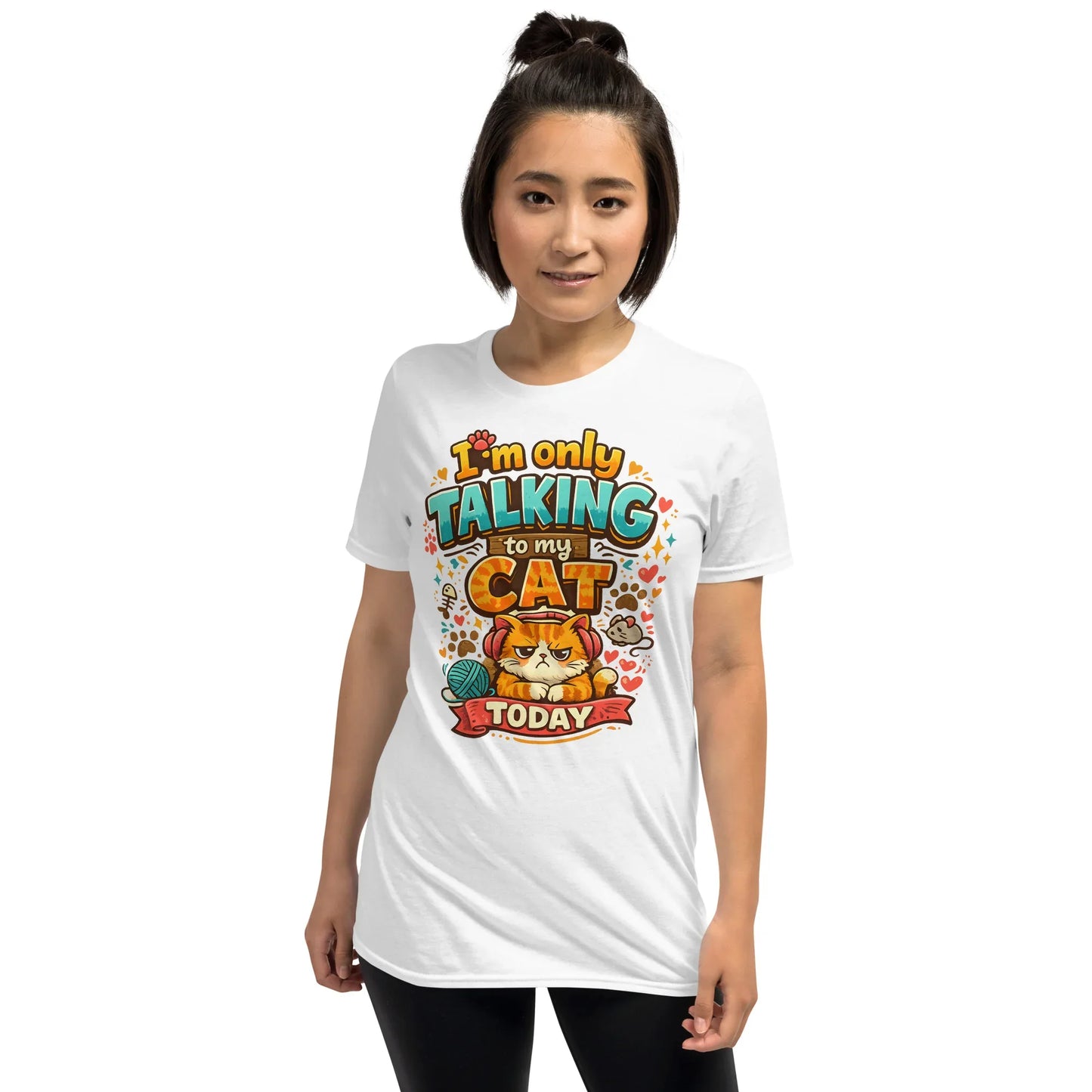Women’s casual t-shirt with cat humor slogan