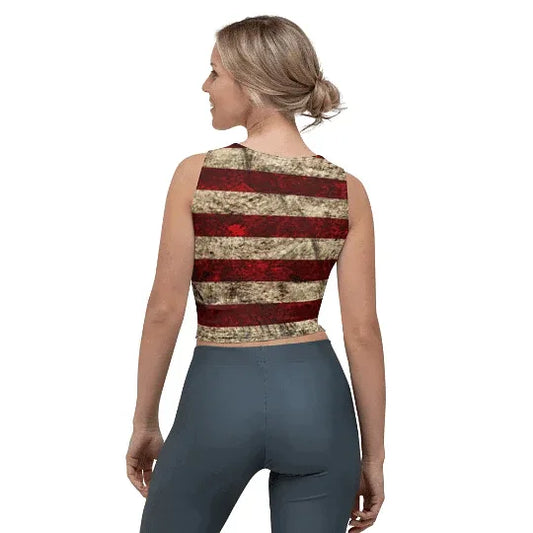 Women's grunge crop top with USA flag design