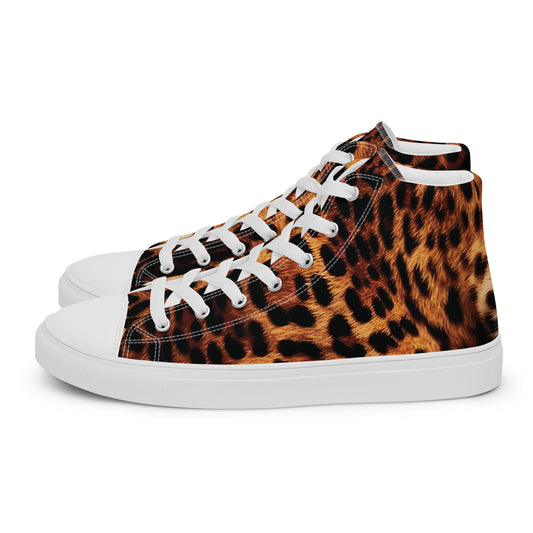 Women's leopard print high top sneakers with breathable lining