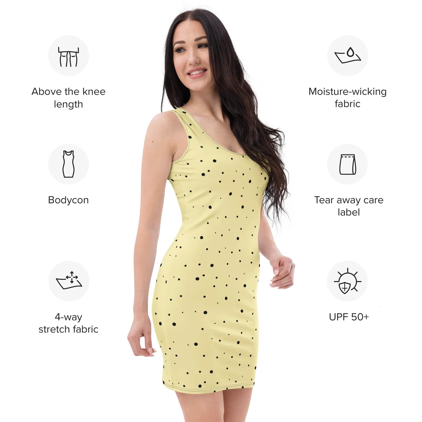 cream polka dot bodycon dress