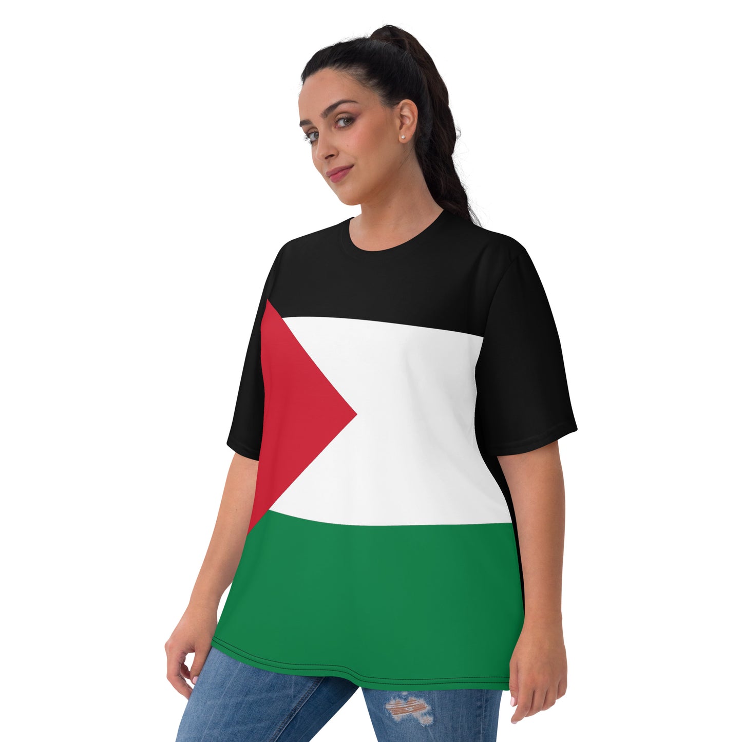 Plus Size Palestine Tshirt Flag Color For Women