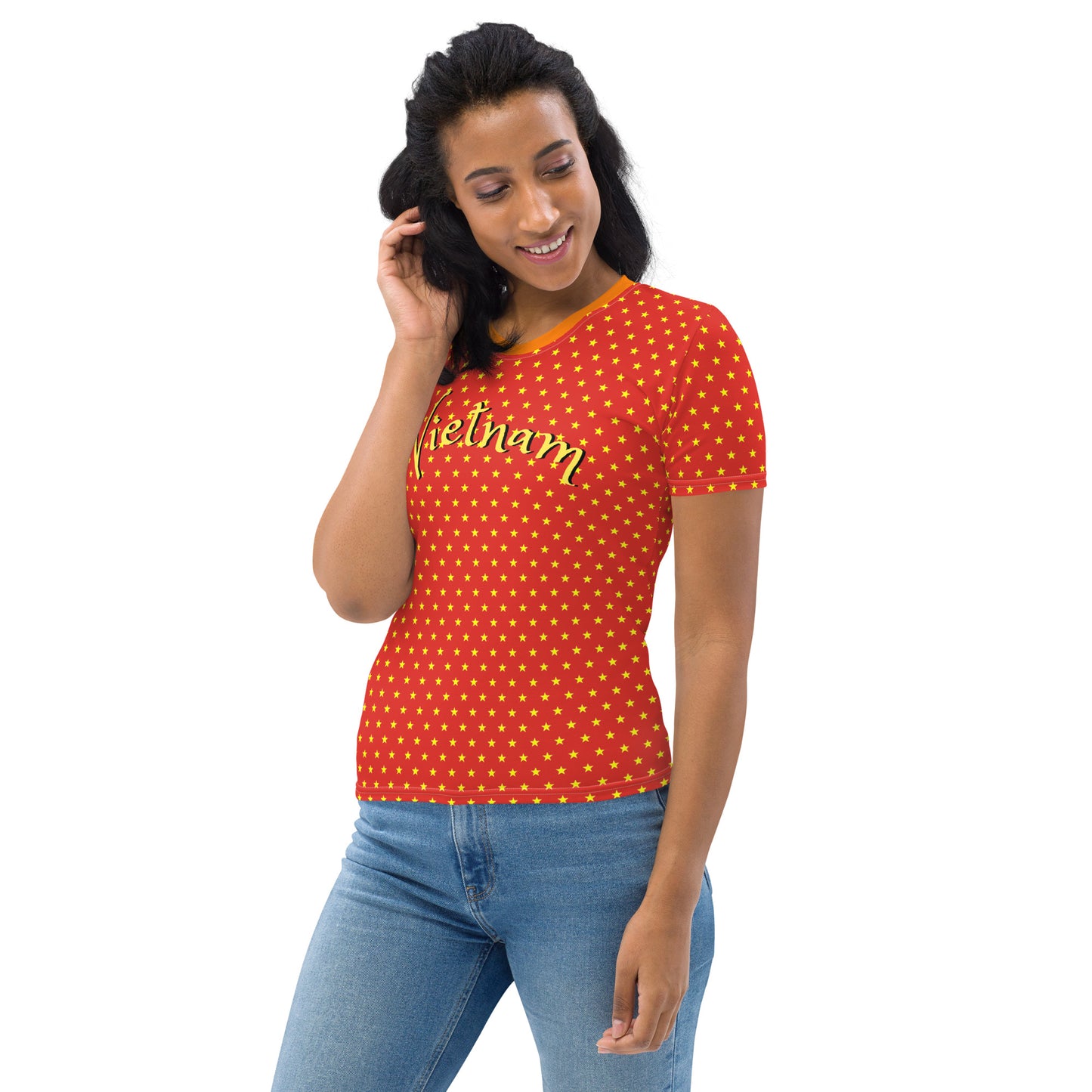 Women's Yellow Polka Dot T-Shirt with Vietnam Graphic