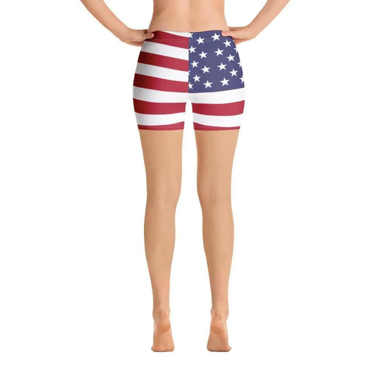 Women's shorts featuring an all-over American flag print