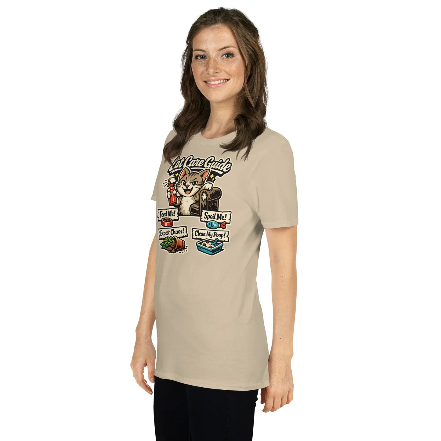 cat care guide shirt with funny cat owner rules