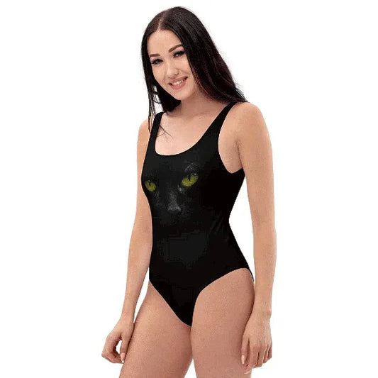 cat lover swimwear with black cat print