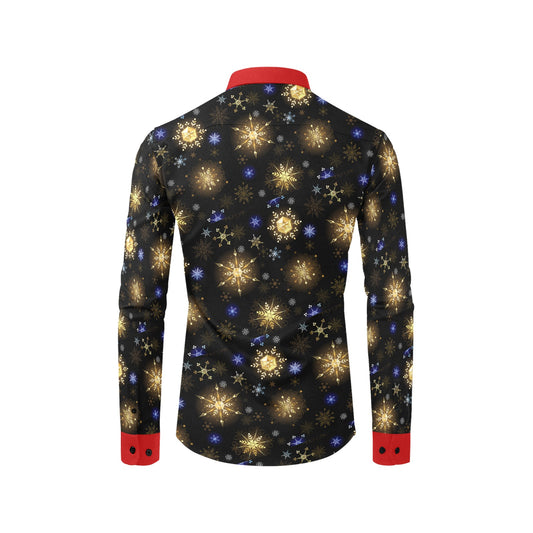 christmas mens dress shirt with snowflakes