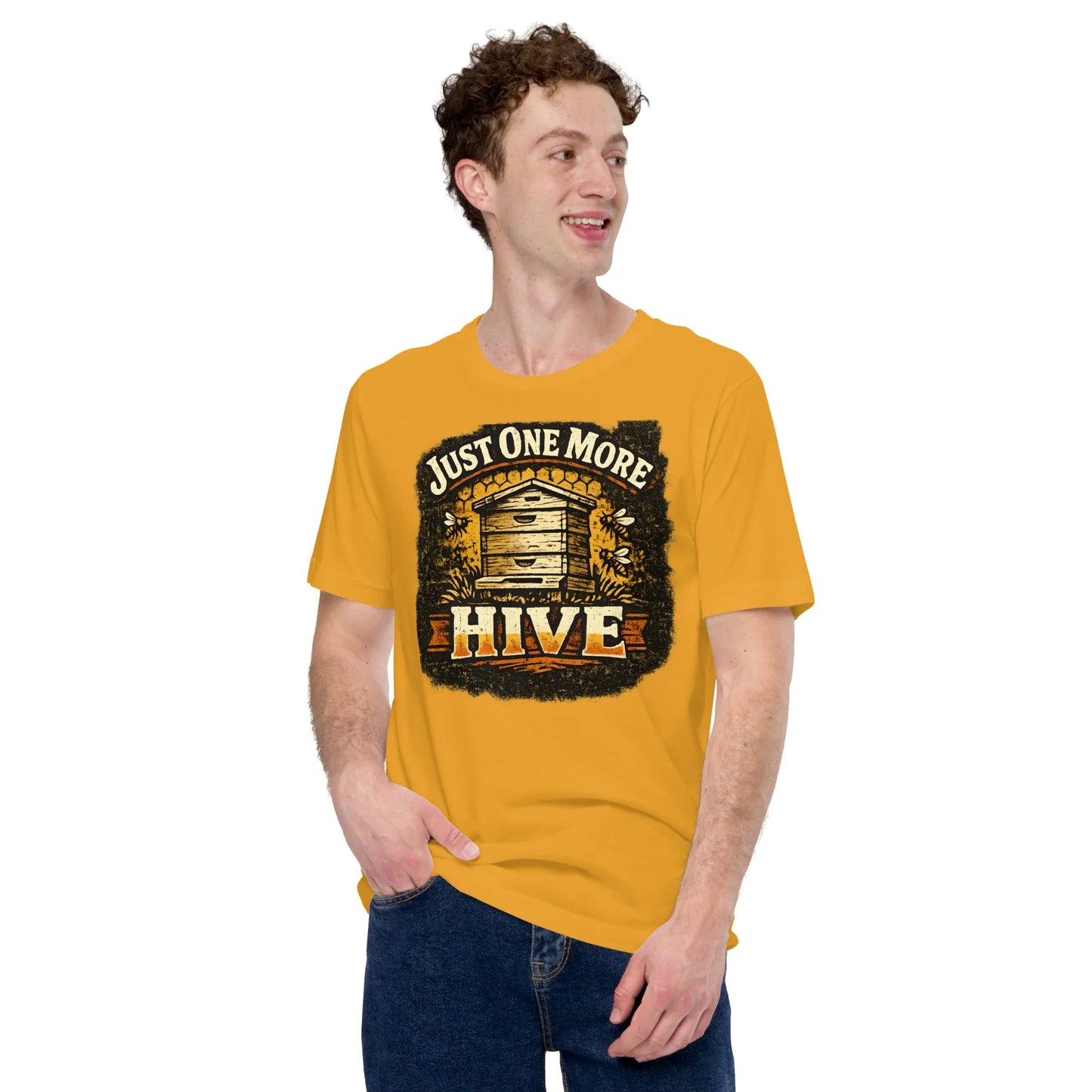 just one more hive slogan tee for backyard beekeepers