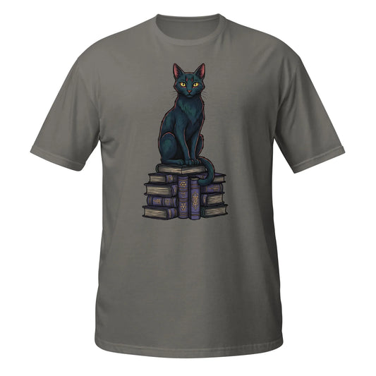 mysterious gothic cat book artwork apparel
