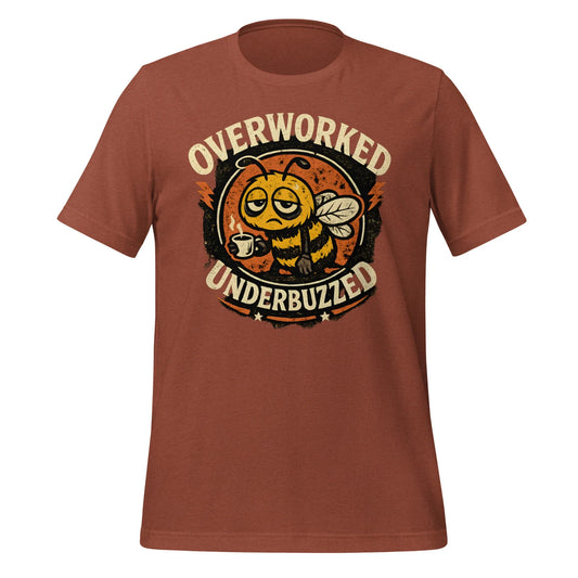tired bee shirt with coffee graphic