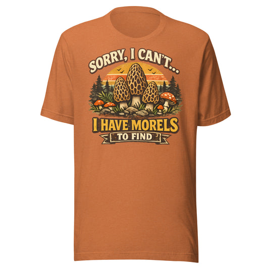 vintage morel mushroom hunting shirt with forest sunset design and funny morel quote