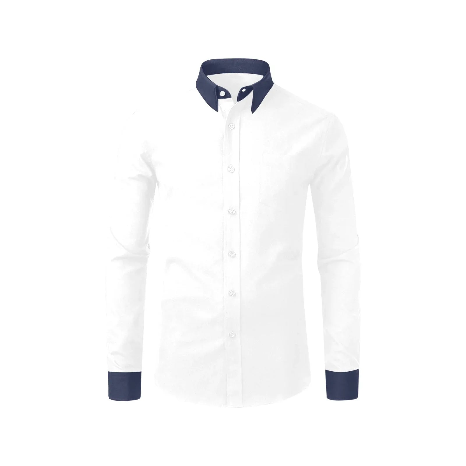 White Dress Shirt with Blue Collar and Cuffs