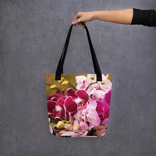 Floral orchid tote bag suitable for travel and daily use