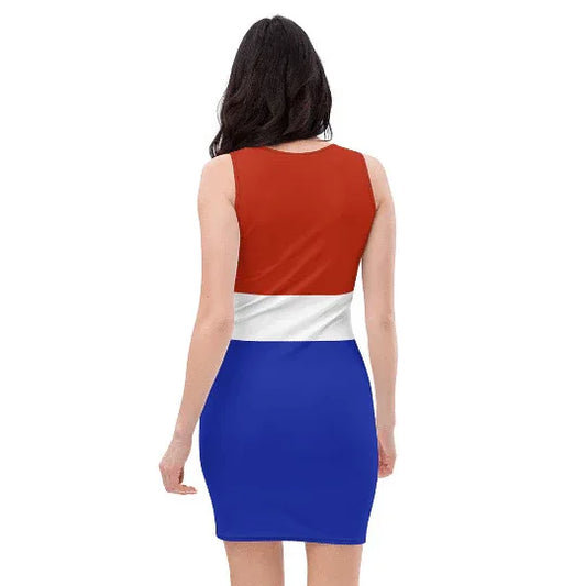 Netherlands flag bodycon dress red white blue