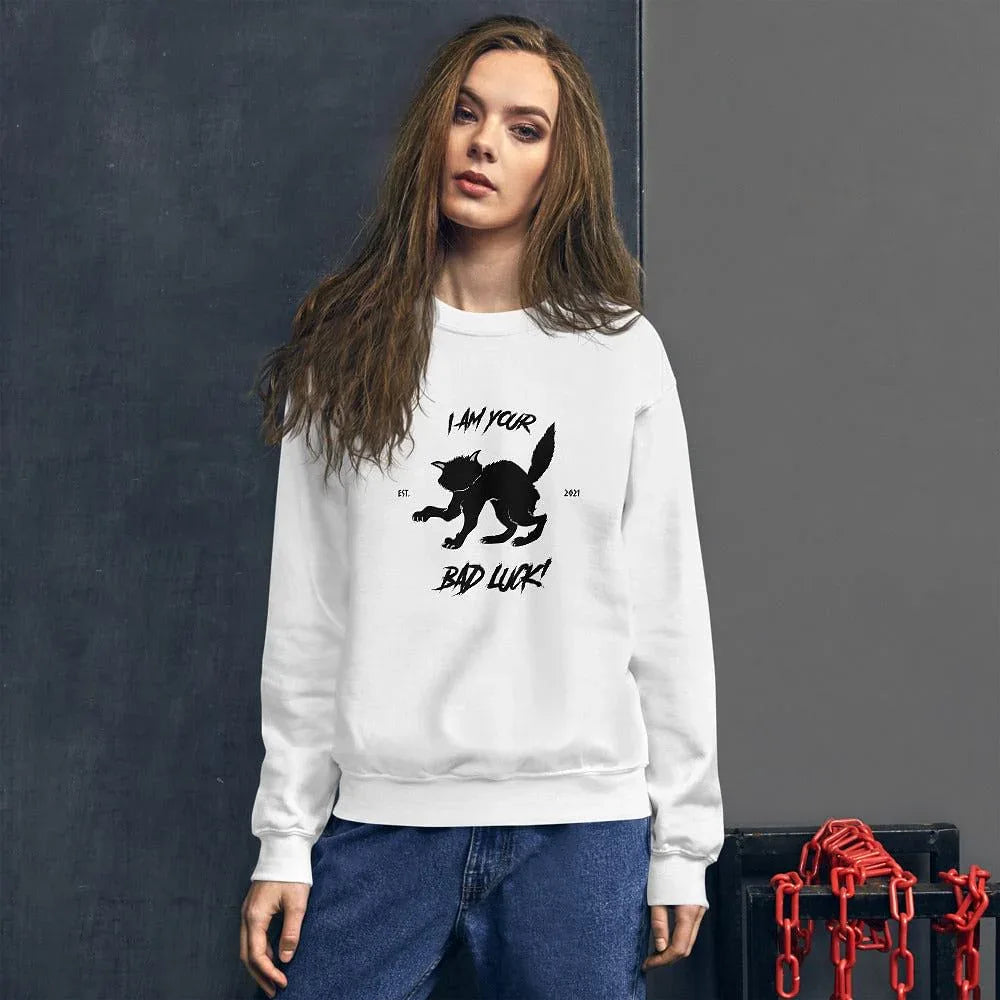 Unisex Halloween black cat sweatshirt I Am Your Bad Luck design