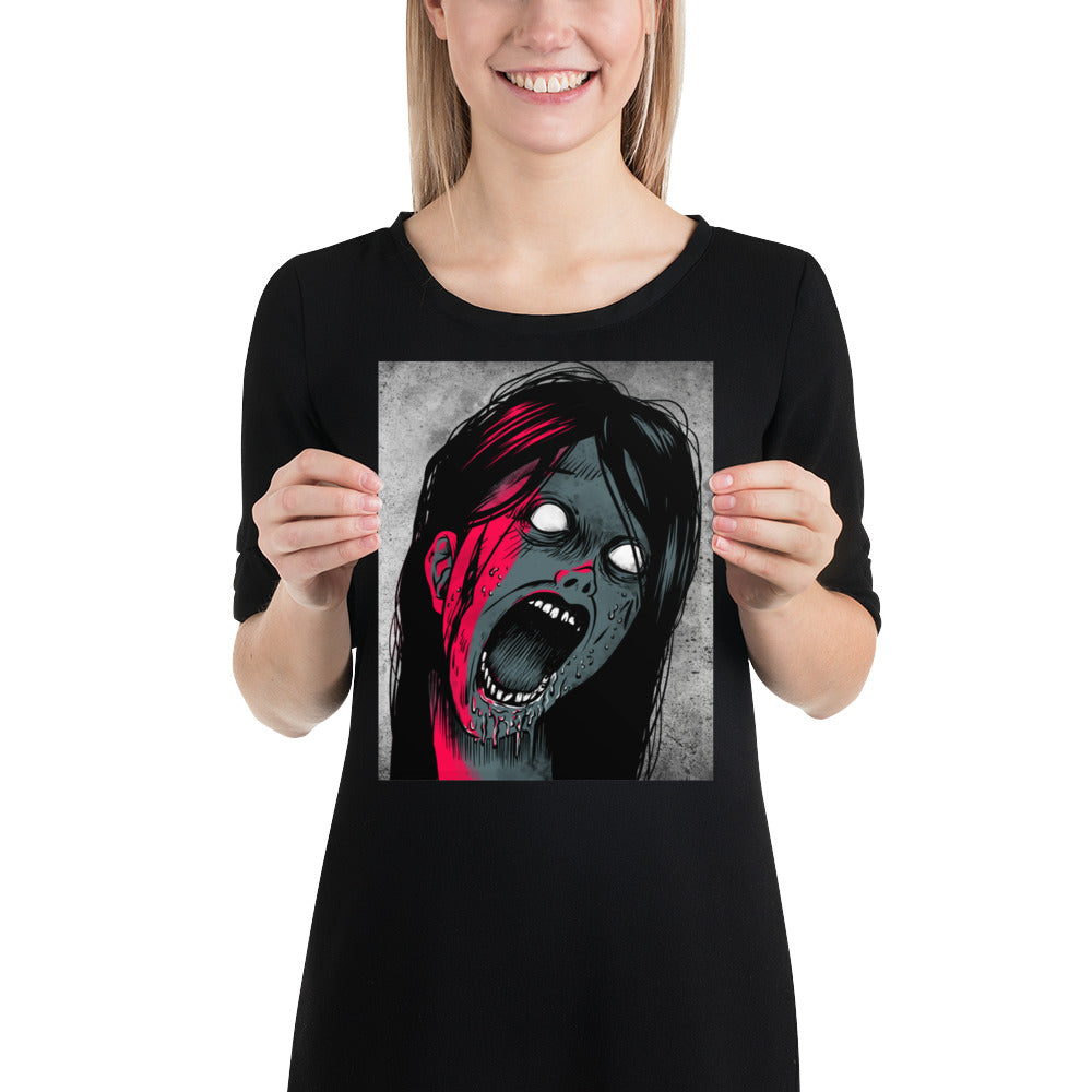 Scared Screaming Girl Poster / Goth Poster / Quality Poster / Gothic Wall Decor - YVDdesign