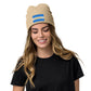 beige Ribbed Knit Embroidered Argentina Beanie  Recycled Polyester