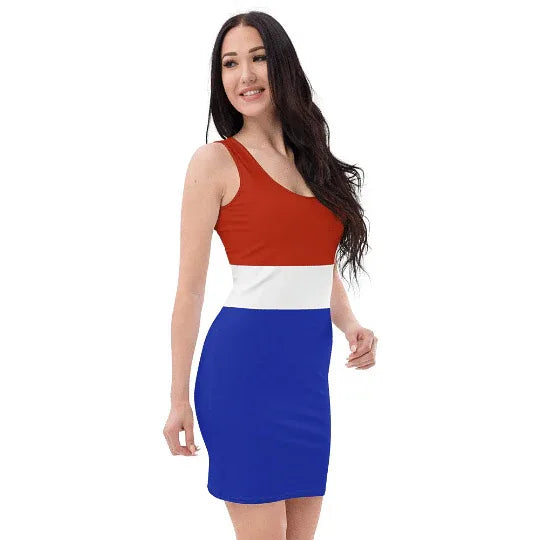 Striped Dress / Patriotic Dress / Netherlands Flag Color / Tight Dress Without Sleeves