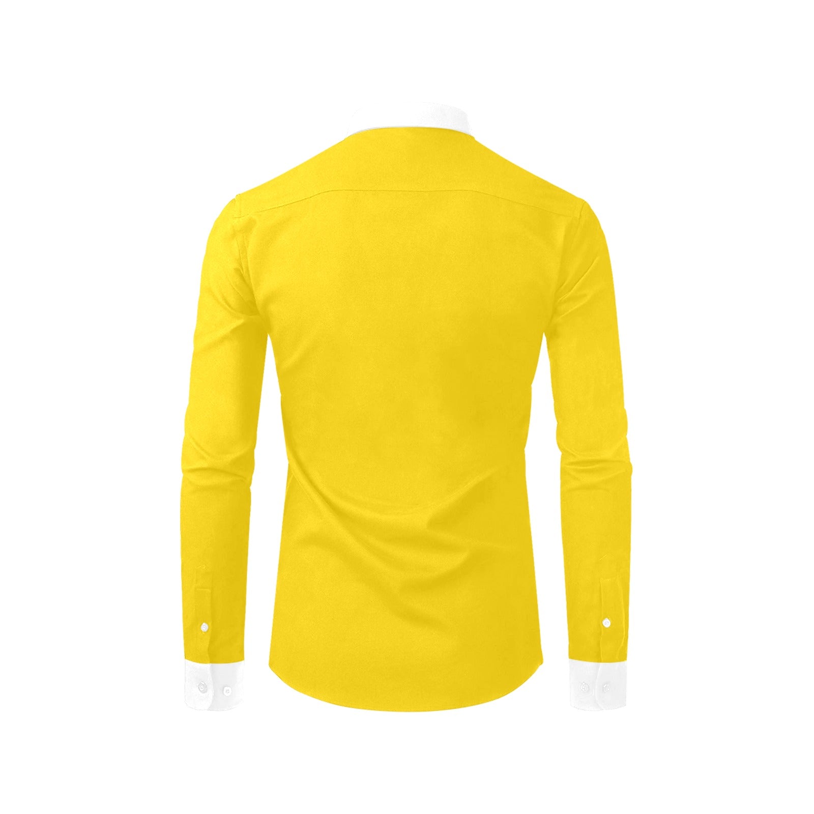 Back side yellow polyester dress shirt for formal and casual occasions