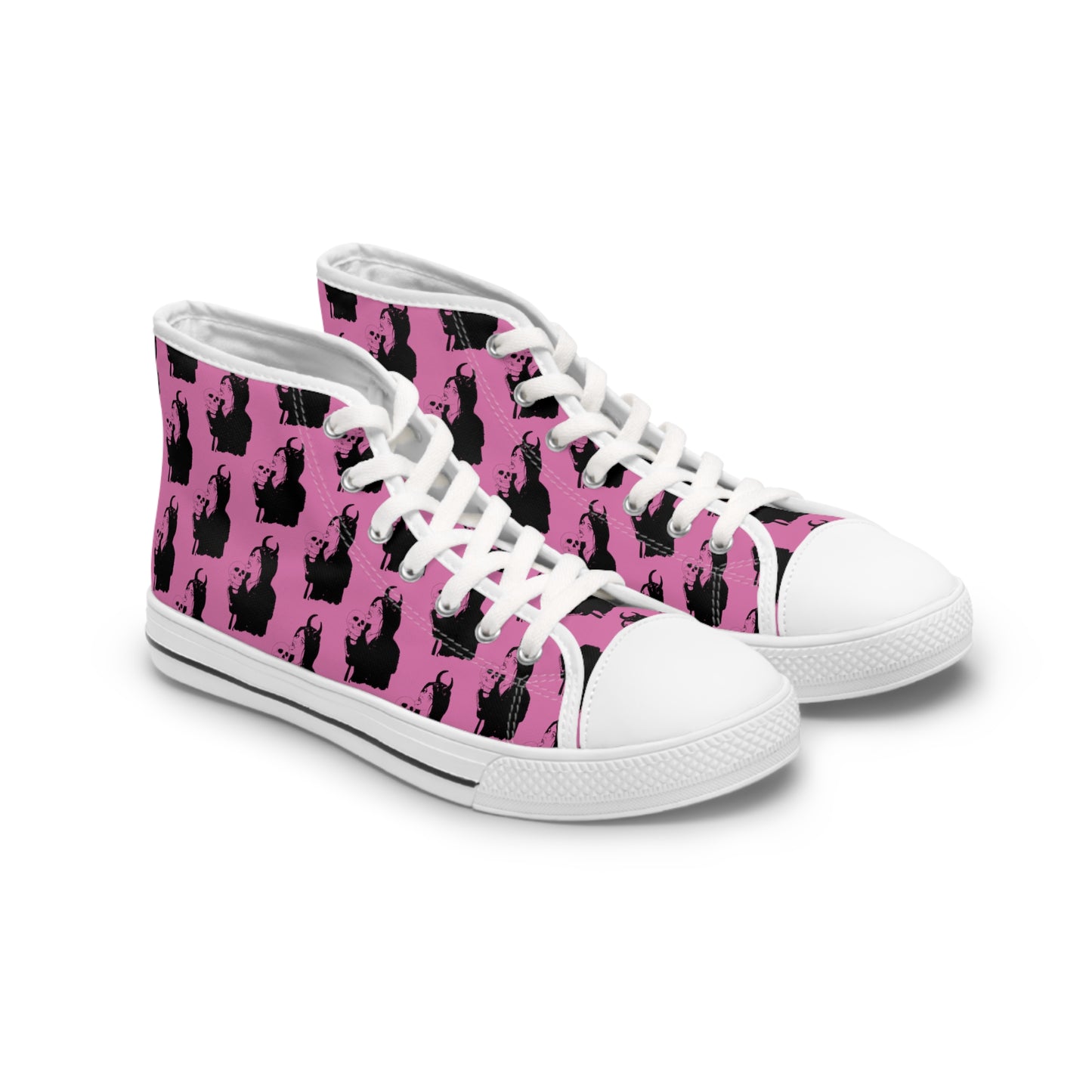 Pastel Goth Sneakers For Women With Skull Licking Gothic Woman Print and White Sole