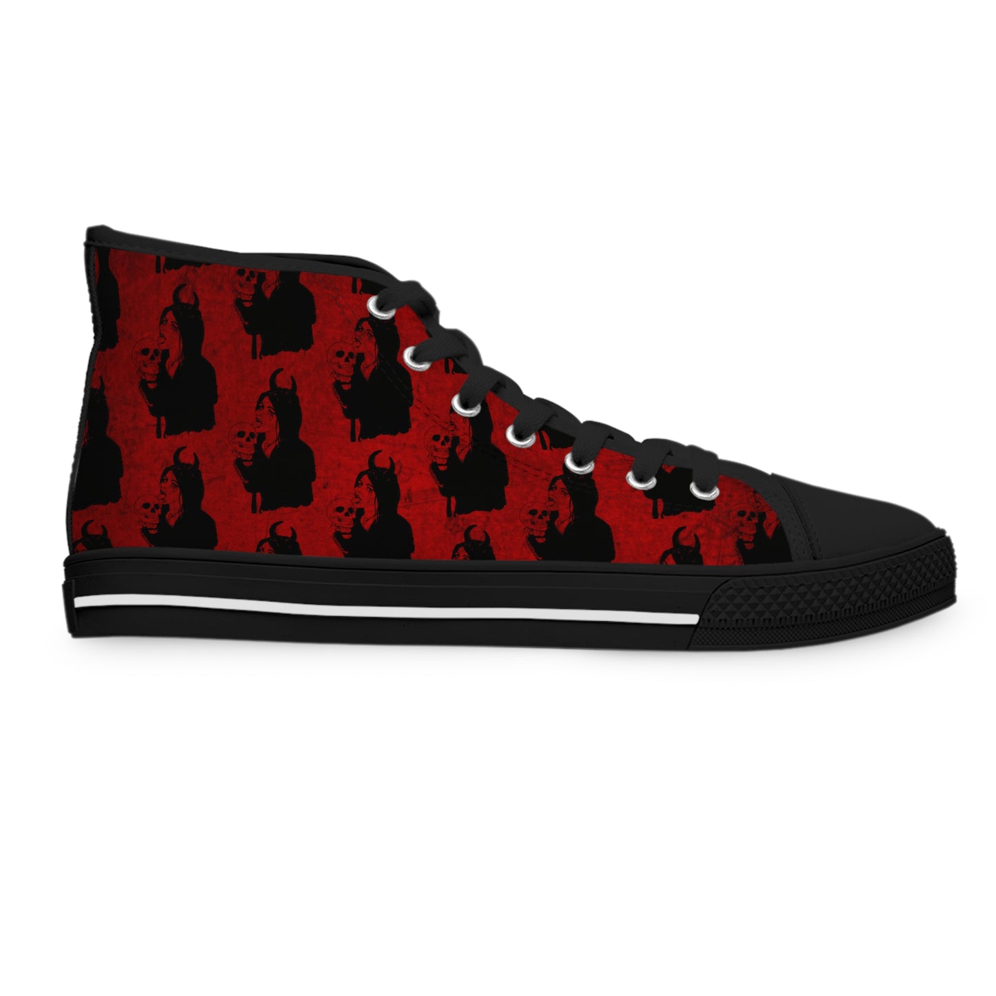 Red Goth Sneakers With Skull Print