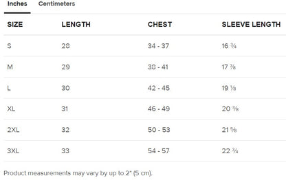 Inches Size Guide Spain T-shirt