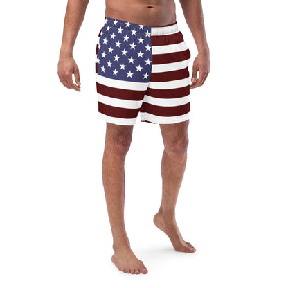 Bañador para hombre con bandera de Estados Unidos, tejido de secado rápido, variedad de bolsillos, respetuoso con el medio ambiente