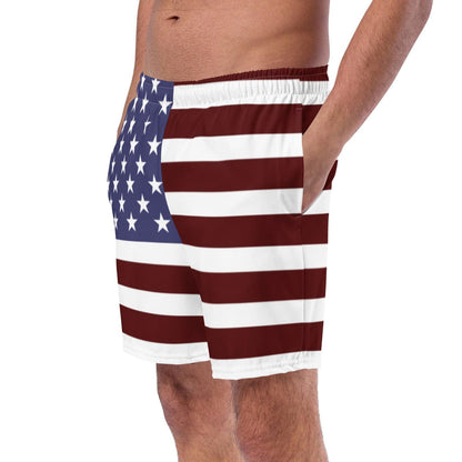 Herren-Badehose mit Amerika-Flagge / schnell trocknender Stoff / verschiedene Taschen / umweltfreundlich