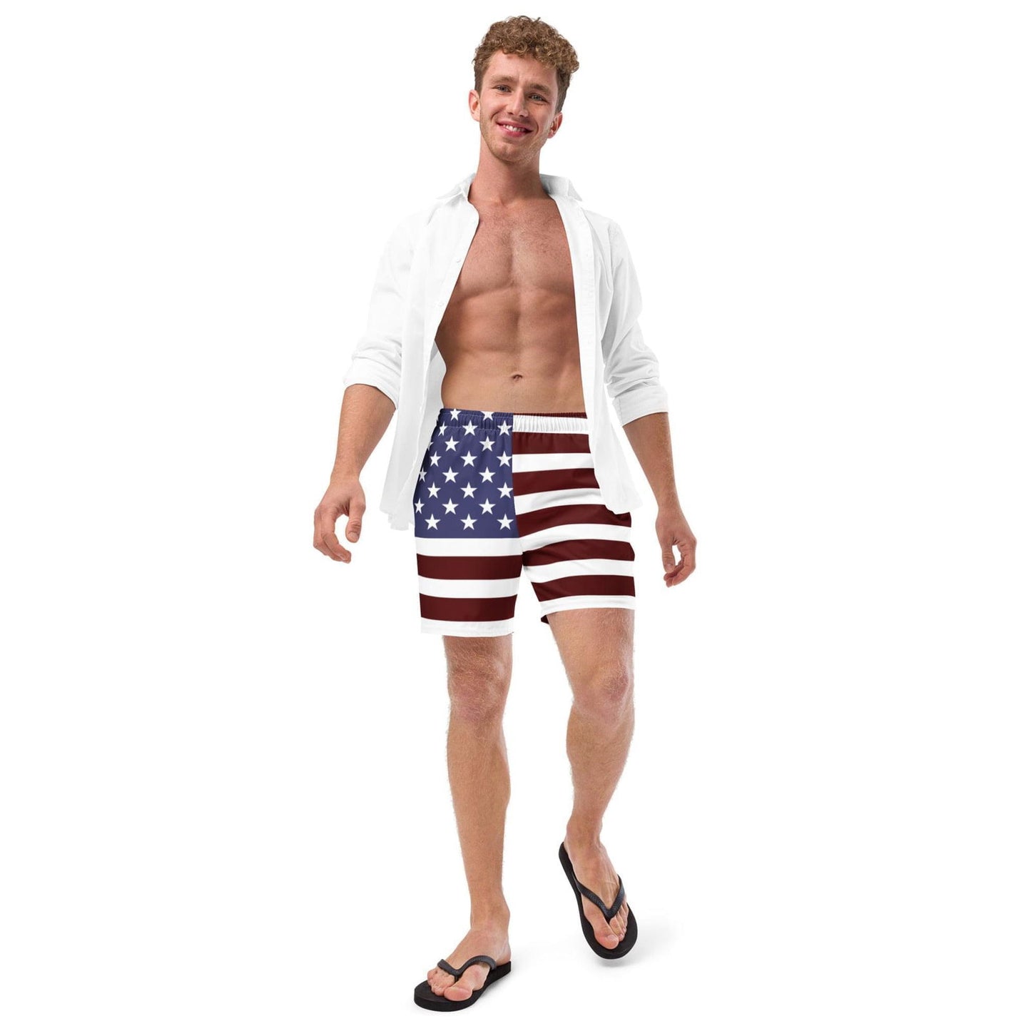 America Flag Mens Swim Trunks / Quick-drying Fabric / Variety Of Pockets / Eco Friendly