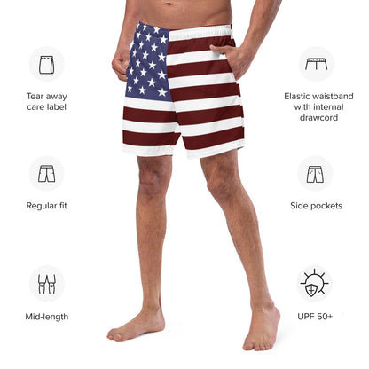 Herren-Badehose mit Amerika-Flagge / schnell trocknender Stoff / verschiedene Taschen / umweltfreundlich