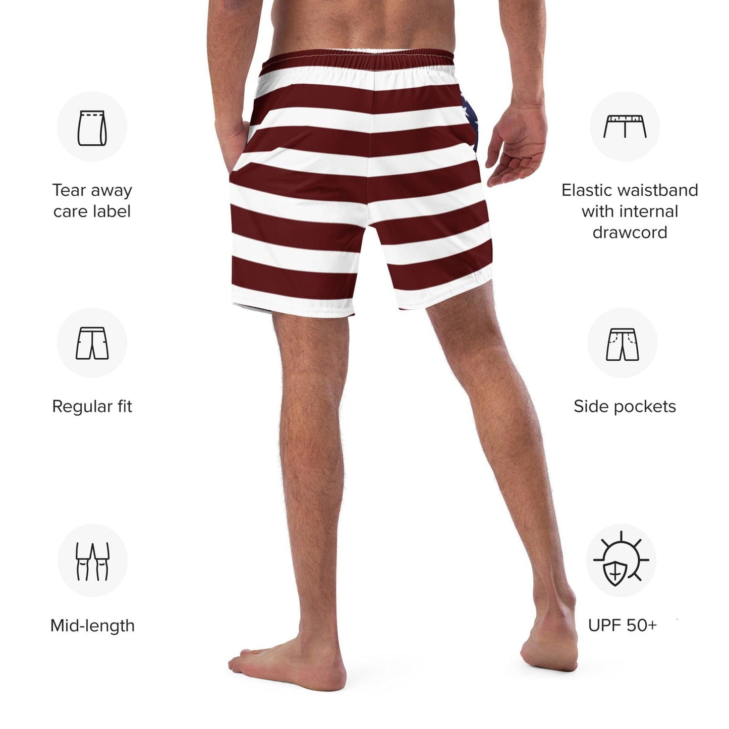 Herren-Badehose mit Amerika-Flagge / schnell trocknender Stoff / verschiedene Taschen / umweltfreundlich