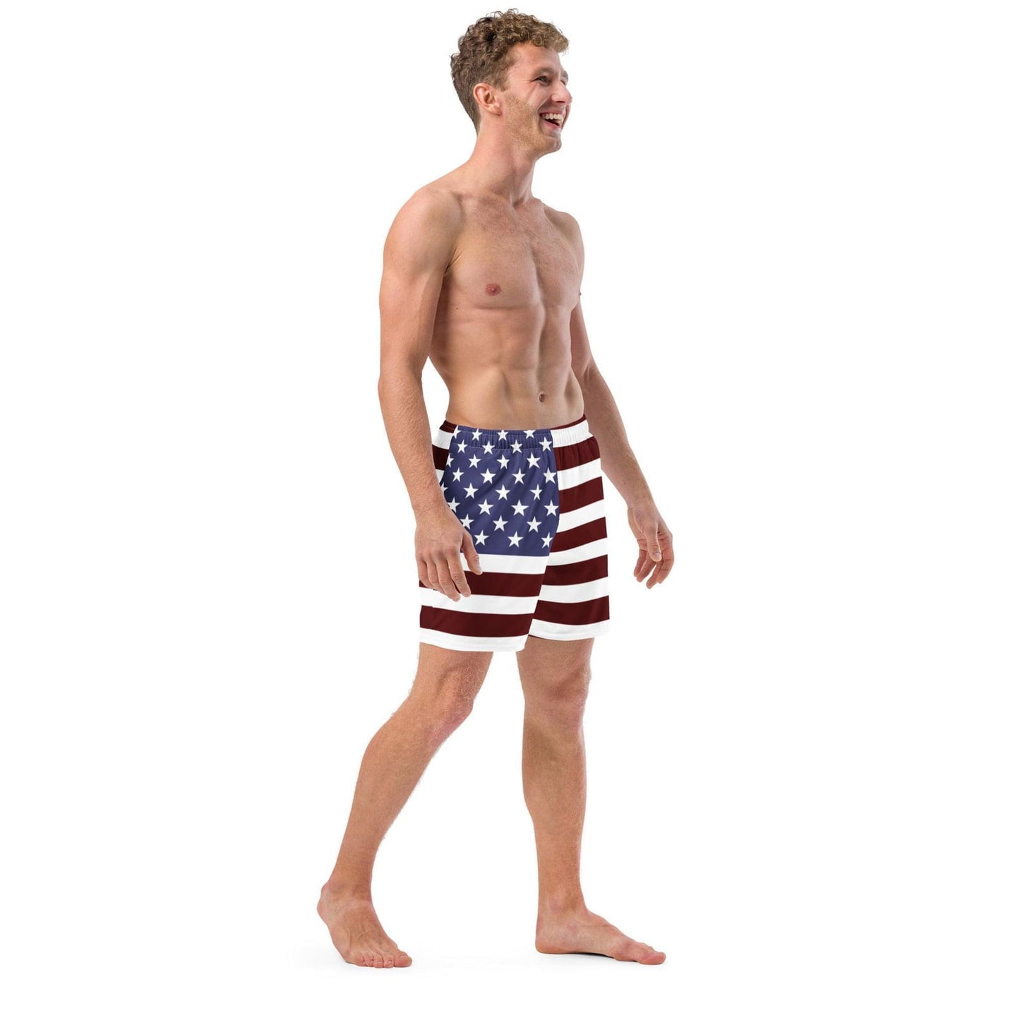 America Flag Mens Swim Trunks / Quick-drying Fabric / Variety Of Pockets / Eco Friendly