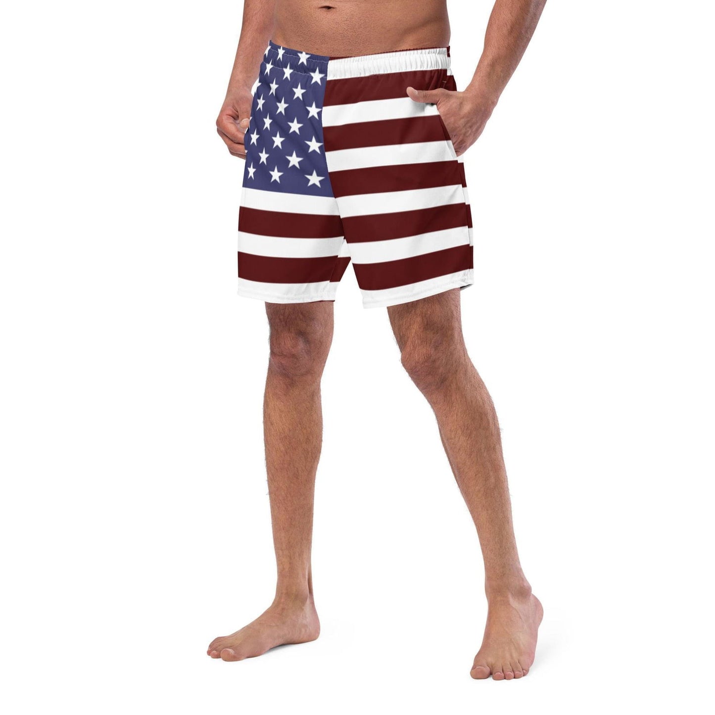 Herren-Badehose mit Amerika-Flagge / schnell trocknender Stoff / verschiedene Taschen / umweltfreundlich