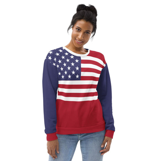 American Crewneck Flag Sweatshirt / Patriotic Sweater