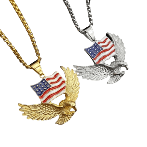 Collana con bandiera americana e aquila