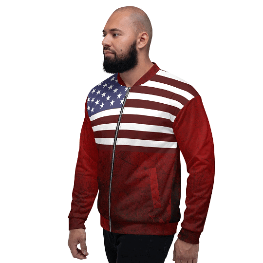 Bomberjacke mit amerikanischer Flagge / Patriot-Jacke / Grunge-Stil