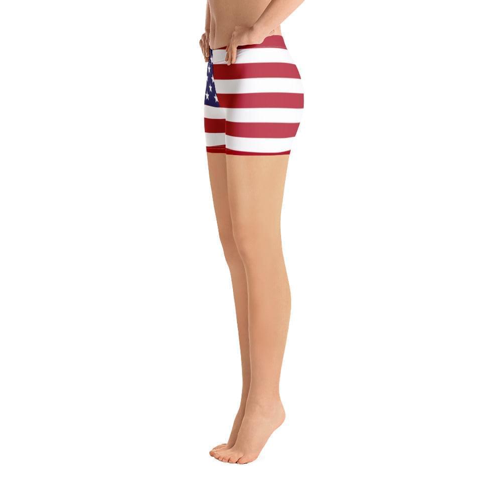 Fußball-Shorts mit amerikanischer Flagge für Damen / Fitness-Shorts für Damen / Farbdruck mit amerikanischer Flagge