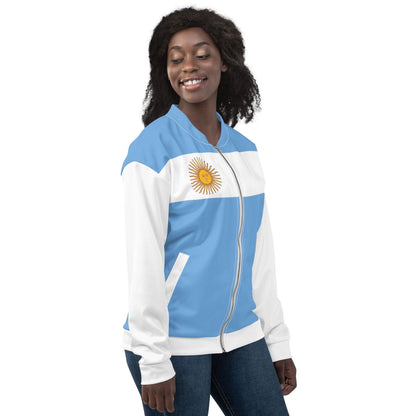 Giacca bomber con bandiera argentina/stile di abbigliamento unisex argentino