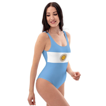 Traje de banho com bandeira da Argentina / maiô de uma peça para patriotas