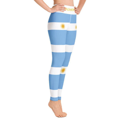 Argentina Flag Yoga Leggings / Blue And White Striped Leggings With Inside Pocket