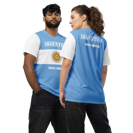 Argentinië wereldkampioen 2022 gerecycled polyester unisex sportshirt