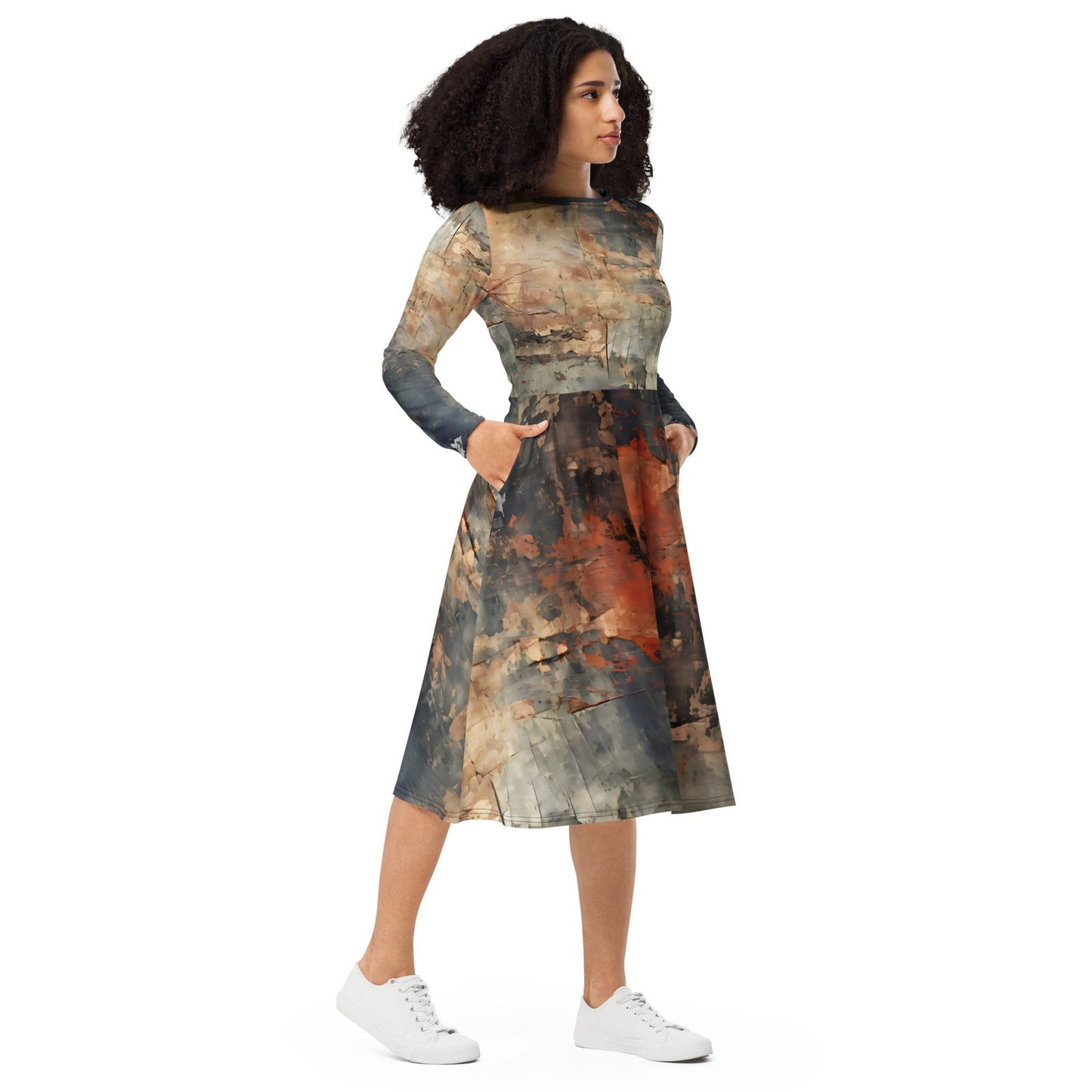 Robe d'automne Femme / Robe midi à manches longues